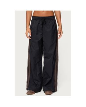 Edikted Kieran Stripe Nylon Track Pants - Black