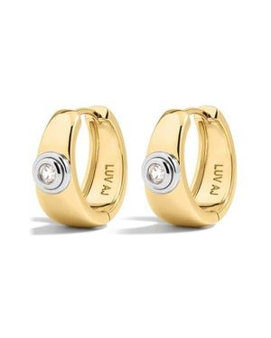 Luv Aj The Luna Bezel Hoop Earrings - Metallic