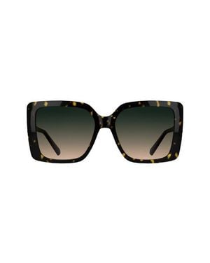 Kendra Scott Amber Filigree 56Mm Gradient Rectangular Sunglasses - Black