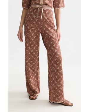 Scotch & Soda Medallion Jacquard Drawstring Pants - Brown