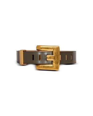 Balmain Anthem Calfskin Leather Belt - Green