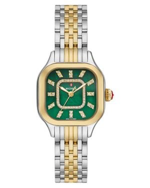 Michele Meggie Two-Tone Mother-Of-Pearl & Diamond Dial Bracelet Watch, 29Mm - Metallic