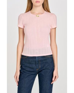 Wayf Anna Pointelle Cotton T-Shirt - Blue