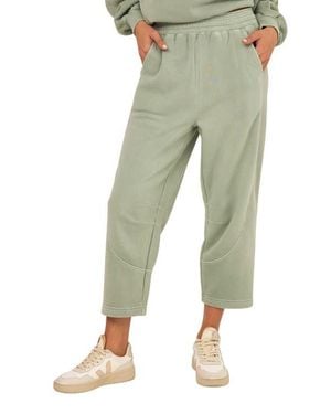 Threads For Thought Chantel Mineral Wash Crop Wide Leg Pants - Green