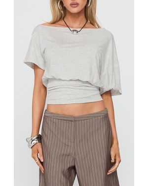 Princess Polly Ashlinn Off The Shoulder Drapey Crop Top - Gray