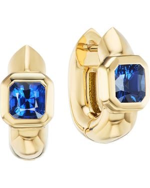 UNIFORM OBJECT Tusk Asscher Cut Stone Huggie Hoop Earrings - Metallic