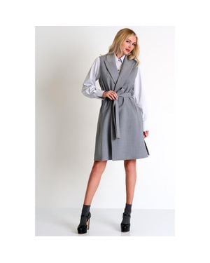 Shan Contemporary Long Sleeveless Jacket - Blue