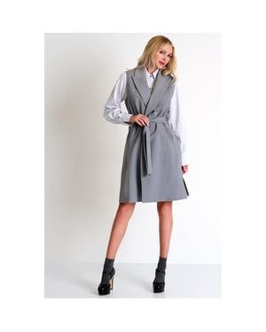 Shan Contemporary Long Sleeveless Jacket - Blue