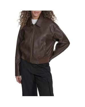 Levi's Faux Leather Bomber Jacket - Brown