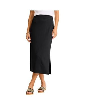 Tommy Bahama Drapey Ponte Midi Skirt - Black