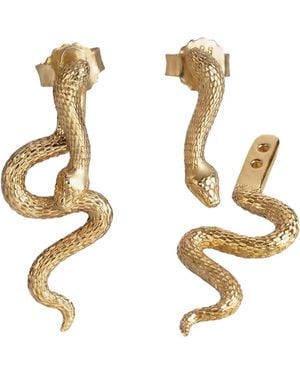 Awe Inspired Mystic Serpent Stud Earrings - Metallic