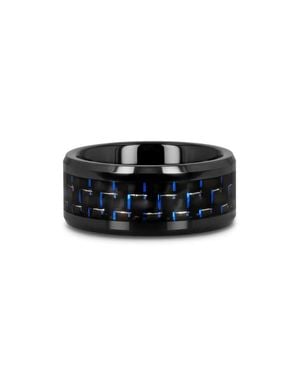 Thorsten Avitus Carbon Fiber Inlay Beveled Ceramic Ring - Black