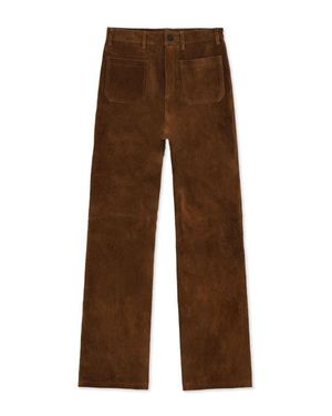 Fortela High Waist Suede Leather Pants - Brown