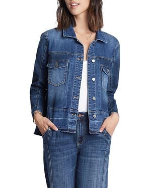 Wash Lab Denim Step Up Raw Hem Denim Jacket - Blue