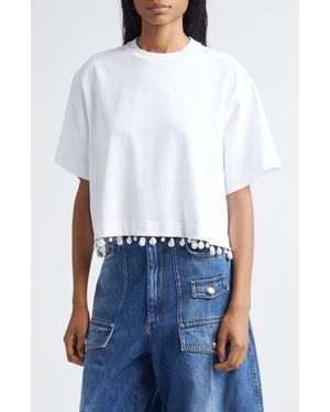 Sportmax Palmas Faux Pearl Trim T-Shirt - White