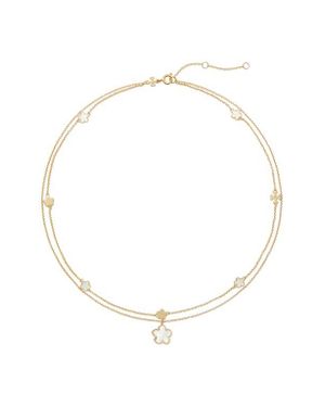Tory Burch Flower Station Layered Chain Necklace - White
