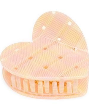 Solar Eclipse Hand Painted Plaid Heart Claw Clip - Orange