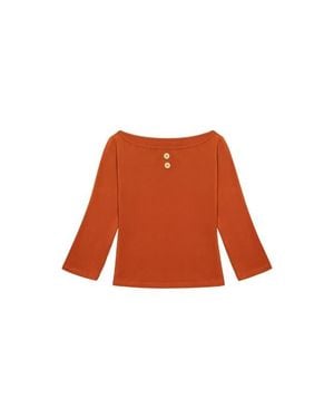 Oddli 3/4 Sleeve Boat Neck Top - Orange