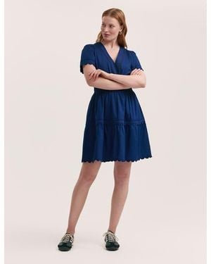 Finery London Reece Ric Rac Trim Cotton Short Dress - Blue
