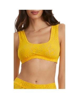Hanky Panky Daily Lace Overlay Scoop Neck Bralette - Yellow