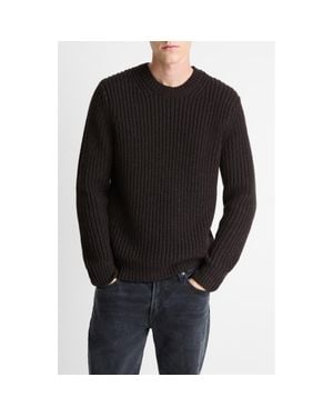 Vince Shaker Stitch Merino Wool Crewneck Sweater - Black