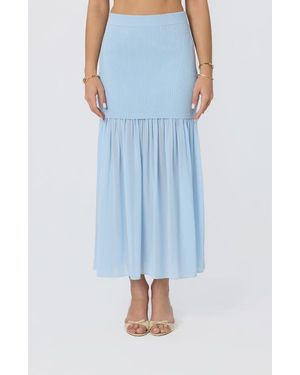 Astr Halie Mixed Media Maxi Skirt - Blue