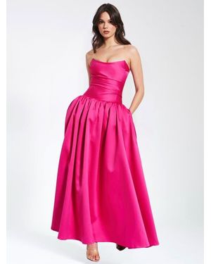 Miss Circle Walterina Satin Strapless Drop Waist Corset Gown - Pink