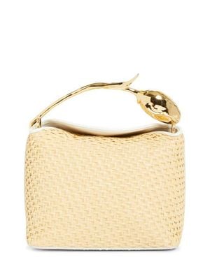 Erdem Mini Bloom Raffia Handbag - White