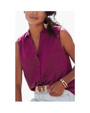 Lascana Sleeveless Button Down Blouse - Purple