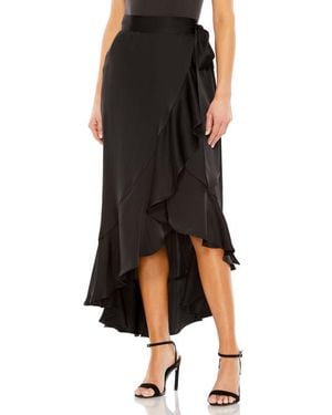 Mac Duggal Satin Hi-Low Evening Wrap Skirt - Black
