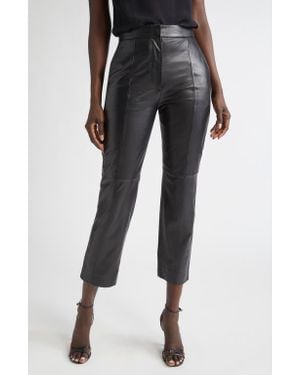 St. John Crop Leather Pants - Black