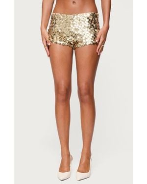 Edikted Macie Sequin Micro Shorts - Metallic