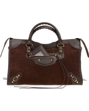 Balenciaga Medium Le City Suede Satchel - Brown