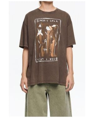 Bimba Y Lola Floral Logo Maxi T-Shirt - Brown
