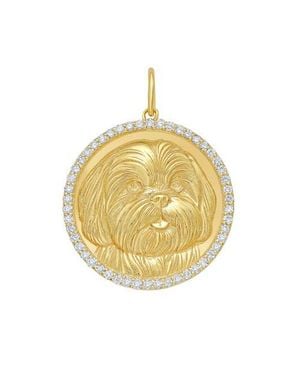 Lionheart 14K Shih Tzu Diamond Dog Border Medallion Charm - Metallic