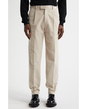 Thom Sweeney Easy Fit Pleated Corduroy Pants - Natural