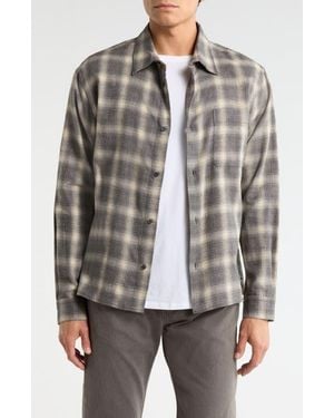 FRAME Straight Hem Plaid Button-Up Shirt - White