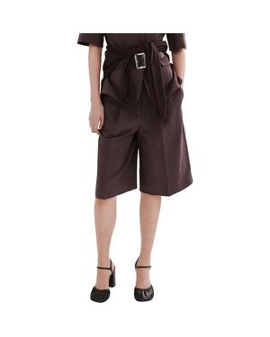 Mango Argelia Pleated Bermuda Shorts - Purple