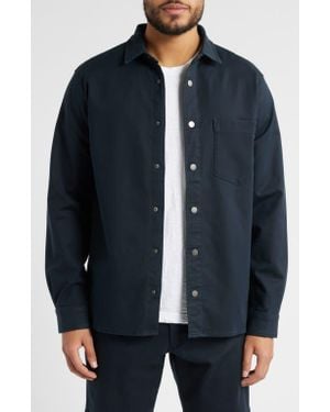 DL1961 Dominick Stretch Cotton & Viscose Snap-Up Overshirt - Blue