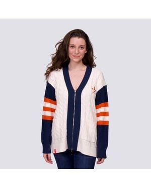 Lusso Houston Astros Shyla Knit V-Neck Full-Zip Sweater - Blue