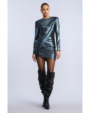 BCBGMAXAZRIA Metallic Mini Dress - Blue