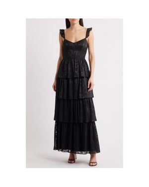 Lulus Magnolia Tiered Organza Gown - Black