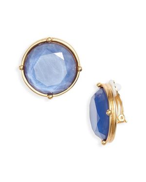 Karine Sultan Mocha Stone Clip-On Earrings - Blue