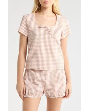 French Connection Gingham Seersucker Bloomer Short Pajamas - Multicolor