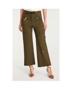 Cinq À Sept Michelle Retro Love Embellished Cargo Pants - Green