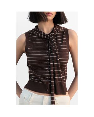 Mango Tie Neck Sweater Vest - Black