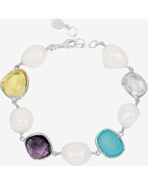 Dower & Hall 'Candy' Gemstone & Pearl Pebble Bracelet - White