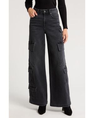 Hidden Jeans High Waist Wide Leg Cargo Jeans - Black