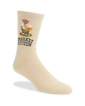 Market Bag Bear Crew Socks - Natural