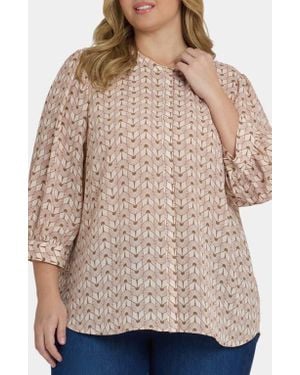 NYDJ Bonnie Print Georgette Button-Up Top - Natural